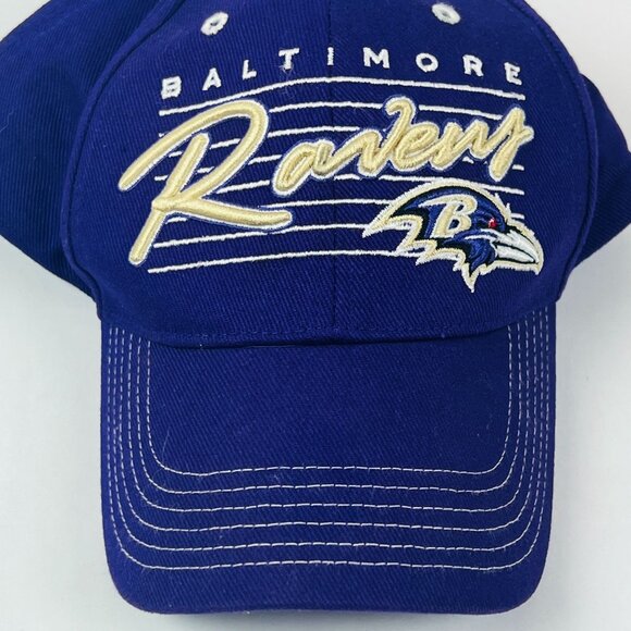 Baltimore Ravens Script Logo Hat Purple NFL Team Apparel Adjustable Cap - Picture 4 of 8